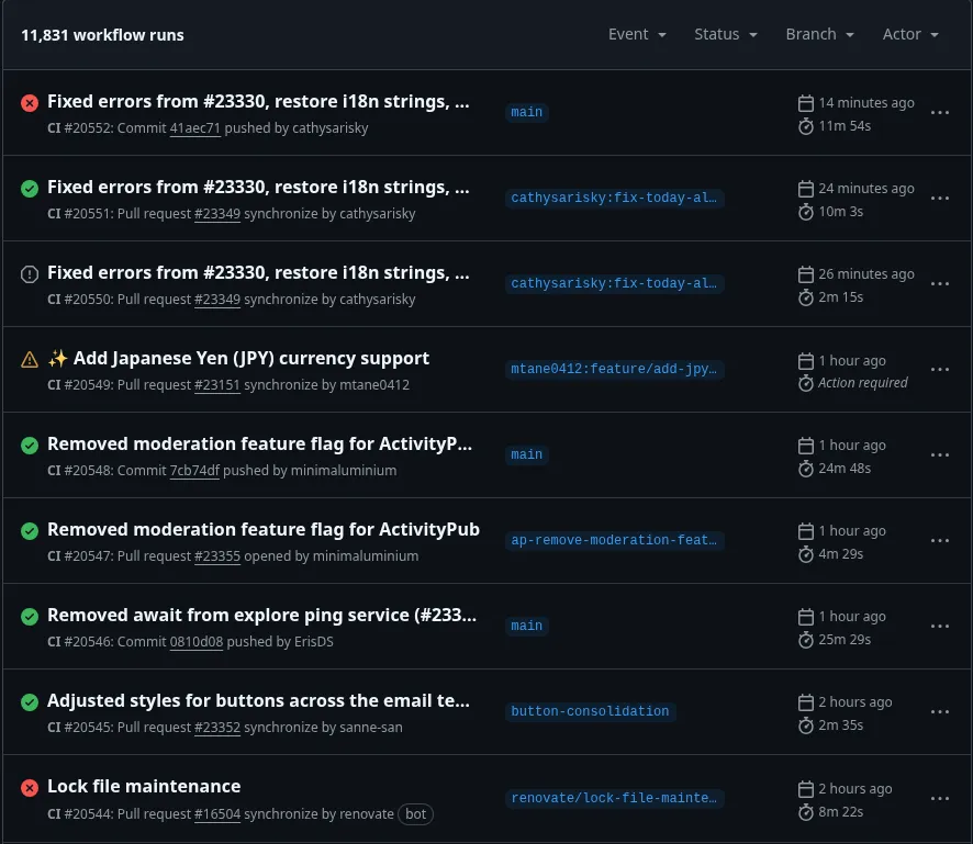 Abstract flowchart representing a broken CI/CD process (Dark Theme)